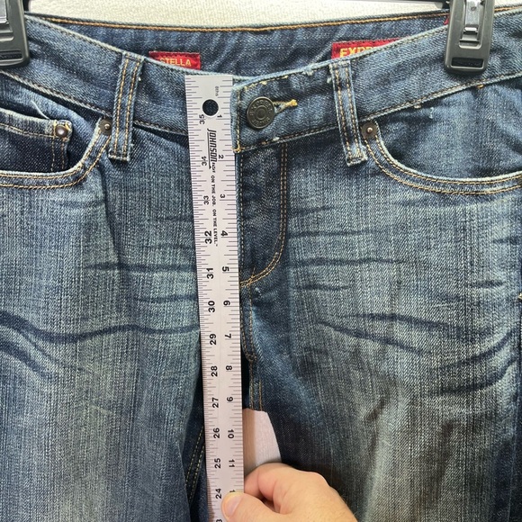 Express Jeans Stella Skinny Leg Jeans Womens 4 Long Blue Denim Darkwash 2539 - Picture 7 of 12